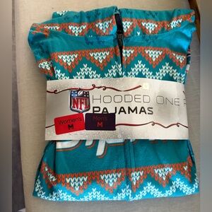 NFL Teal, Orange and White Hooded One-Piece Pajamas